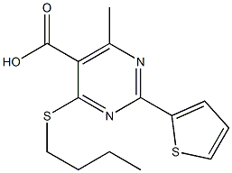 4-(butylthio)-6-methyl-2-thien-2-ylpyrimidine-5-carboxylic acid 구조식 이미지