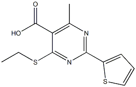 4-(ethylthio)-6-methyl-2-thien-2-ylpyrimidine-5-carboxylic acid Structure