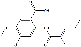 4,5-dimethoxy-2-{[(2E)-2-methylpent-2-enoyl]amino}benzoic acid 구조식 이미지