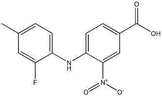 4-[(2-fluoro-4-methylphenyl)amino]-3-nitrobenzoic acid 구조식 이미지