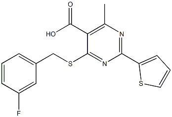 4-[(3-fluorobenzyl)thio]-6-methyl-2-thien-2-ylpyrimidine-5-carboxylic acid 구조식 이미지