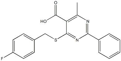 4-[(4-fluorobenzyl)thio]-6-methyl-2-phenylpyrimidine-5-carboxylic acid 구조식 이미지