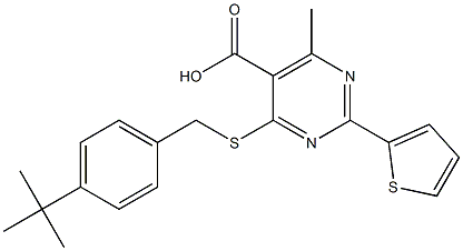 4-[(4-tert-butylbenzyl)thio]-6-methyl-2-thien-2-ylpyrimidine-5-carboxylic acid Structure