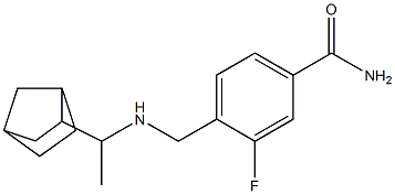 4-{[(1-{bicyclo[2.2.1]heptan-2-yl}ethyl)amino]methyl}-3-fluorobenzamide 구조식 이미지