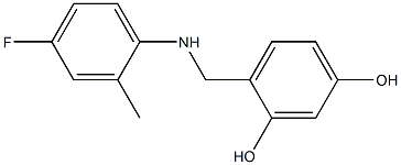 4-{[(4-fluoro-2-methylphenyl)amino]methyl}benzene-1,3-diol 구조식 이미지