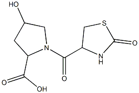 4-hydroxy-1-[(2-oxo-1,3-thiazolidin-4-yl)carbonyl]pyrrolidine-2-carboxylic acid 구조식 이미지