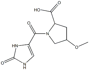 4-methoxy-1-[(2-oxo-2,3-dihydro-1H-imidazol-4-yl)carbonyl]pyrrolidine-2-carboxylic acid 구조식 이미지