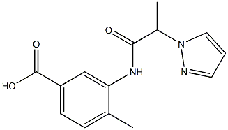 4-methyl-3-[2-(1H-pyrazol-1-yl)propanamido]benzoic acid Structure