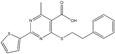 4-methyl-6-[(2-phenylethyl)thio]-2-thien-2-ylpyrimidine-5-carboxylic acid Structure