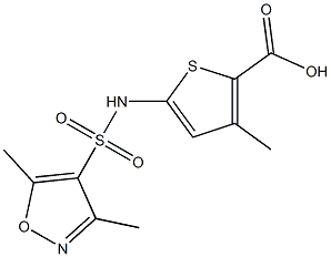 5-[(3,5-dimethyl-1,2-oxazole-4-)sulfonamido]-3-methylthiophene-2-carboxylic acid 구조식 이미지