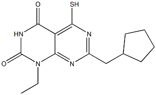 7-(cyclopentylmethyl)-1-ethyl-5-mercaptopyrimido[4,5-d]pyrimidine-2,4(1H,3H)-dione 구조식 이미지