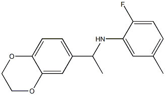 N-[1-(2,3-dihydro-1,4-benzodioxin-6-yl)ethyl]-2-fluoro-5-methylaniline 구조식 이미지