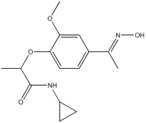 N-cyclopropyl-2-{4-[1-(hydroxyimino)ethyl]-2-methoxyphenoxy}propanamide 구조식 이미지