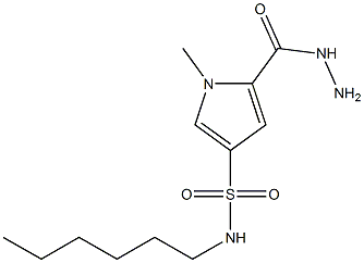 N-hexyl-5-(hydrazinocarbonyl)-1-methyl-1H-pyrrole-3-sulfonamide 구조식 이미지
