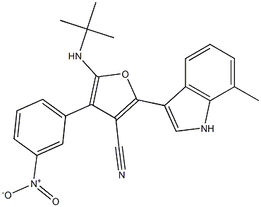 3-Furancarbonitrile,  5-[(1,1-dimethylethyl)amino]-2-(7-methyl-1H-indol-3-yl)-4-(3-nitrophenyl)- 구조식 이미지