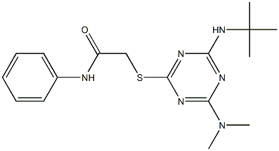 2-{[4-(tert-butylamino)-6-(dimethylamino)-1,3,5-triazin-2-yl]sulfanyl}-N-phenylacetamide Structure