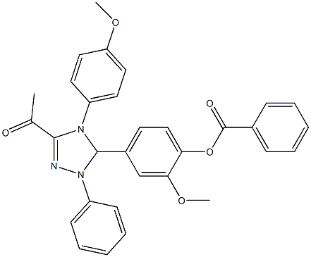 4-[3-acetyl-4-(4-methoxyphenyl)-1-phenyl-4,5-dihydro-1H-1,2,4-triazol-5-yl]-2-methoxyphenyl benzoate 구조식 이미지