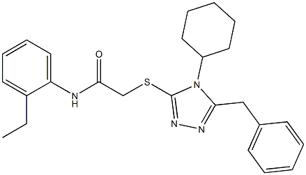 2-[(5-benzyl-4-cyclohexyl-4H-1,2,4-triazol-3-yl)sulfanyl]-N-(2-ethylphenyl)acetamide 구조식 이미지