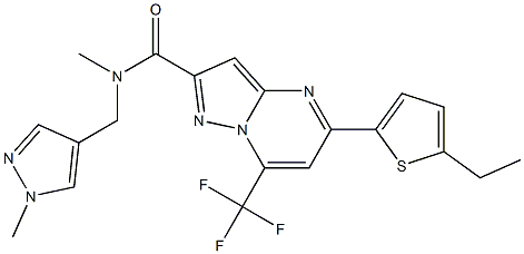 5-(5-ethyl-2-thienyl)-N-methyl-N-[(1-methyl-1H-pyrazol-4-yl)methyl]-7-(trifluoromethyl)pyrazolo[1,5-a]pyrimidine-2-carboxamide Structure