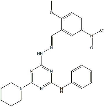 5-nitro-2-methoxybenzaldehyde [4-anilino-6-(1-piperidinyl)-1,3,5-triazin-2-yl]hydrazone Structure