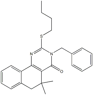 3-benzyl-2-(butylsulfanyl)-5,5-dimethyl-5,6-dihydrobenzo[h]quinazolin-4(3H)-one 구조식 이미지