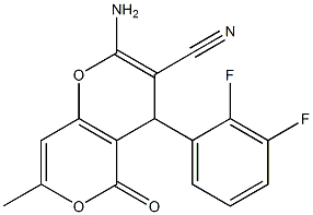 2-amino-4-(2,3-difluorophenyl)-7-methyl-5-oxo-4H,5H-pyrano[4,3-b]pyran-3-carbonitrile Structure