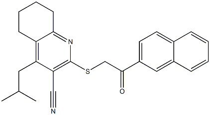 4-isobutyl-2-{[2-(2-naphthyl)-2-oxoethyl]sulfanyl}-5,6,7,8-tetrahydro-3-quinolinecarbonitrile Structure