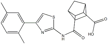 3-({[4-(2,5-dimethylphenyl)-1,3-thiazol-2-yl]amino}carbonyl)bicyclo[2.2.1]heptane-2-carboxylic acid Structure