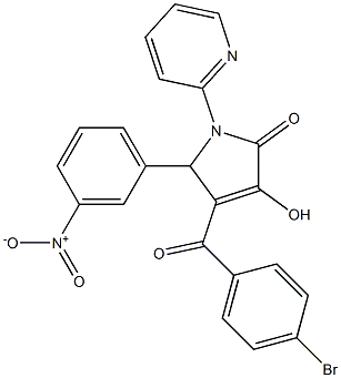 4-[(4-bromophenyl)carbonyl]-3-hydroxy-5-{3-nitrophenyl}-1-pyridin-2-yl-1,5-dihydro-2H-pyrrol-2-one Structure