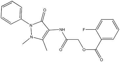 2-[(1,5-dimethyl-3-oxo-2-phenyl-2,3-dihydro-1H-pyrazol-4-yl)amino]-2-oxoethyl 2-fluorobenzoate 구조식 이미지