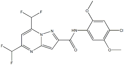 N-(4-chloro-2,5-dimethoxyphenyl)-5,7-bis(difluoromethyl)pyrazolo[1,5-a]pyrimidine-2-carboxamide 구조식 이미지