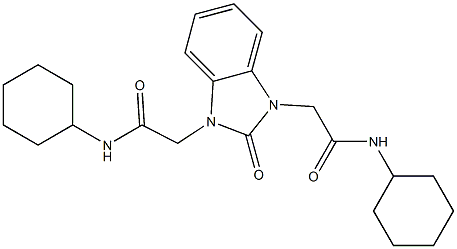 N-cyclohexyl-2-(3-[2-(cyclohexylamino)-2-oxoethyl]-2-oxo-1H-benzimidazol-1(2H)-yl)acetamide 구조식 이미지