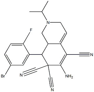 6-amino-8-(5-bromo-2-fluorophenyl)-2-isopropyl-2,3,8,8a-tetrahydro-5,7,7(1H)-isoquinolinetricarbonitrile 구조식 이미지