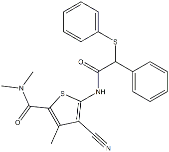 4-cyano-N,N,3-trimethyl-5-{[phenyl(phenylsulfanyl)acetyl]amino}-2-thiophenecarboxamide 구조식 이미지