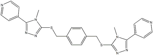 4-(4-methyl-5-{[4-({[4-methyl-5-(4-pyridinyl)-4H-1,2,4-triazol-3-yl]sulfanyl}methyl)benzyl]sulfanyl}-4H-1,2,4-triazol-3-yl)pyridine Structure