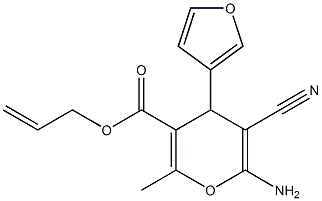 allyl 6-amino-5-cyano-4-(3-furyl)-2-methyl-4H-pyran-3-carboxylate 구조식 이미지