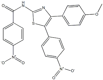 4-nitro-N-[5-{4-nitrophenyl}-4-(4-methoxyphenyl)-1,3-thiazol-2-yl]benzamide 구조식 이미지