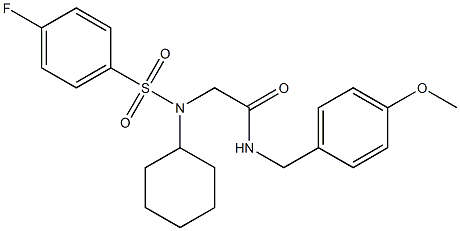 2-{cyclohexyl[(4-fluorophenyl)sulfonyl]amino}-N-(4-methoxybenzyl)acetamide 구조식 이미지