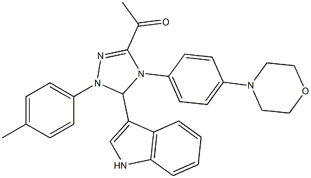 1-{5-(1H-indol-3-yl)-1-(4-methylphenyl)-4-[4-(4-morpholinyl)phenyl]-4,5-dihydro-1H-1,2,4-triazol-3-yl}ethanone 구조식 이미지