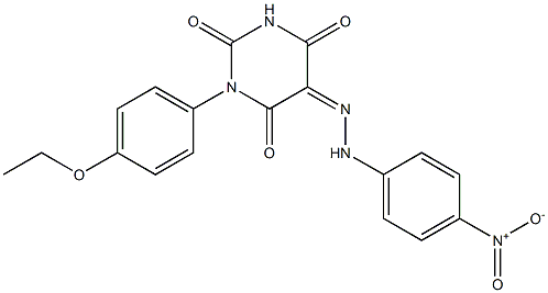 1-(4-ethoxyphenyl)-2,4,5,6(1H,3H)-pyrimidinetetrone 5-({4-nitrophenyl}hydrazone) 구조식 이미지