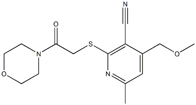 4-(methoxymethyl)-6-methyl-2-{[2-(4-morpholinyl)-2-oxoethyl]sulfanyl}nicotinonitrile Structure