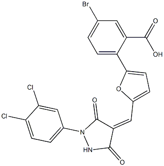 5-bromo-2-(5-{[1-(3,4-dichlorophenyl)-3,5-dioxo-4-pyrazolidinylidene]methyl}-2-furyl)benzoic acid Structure