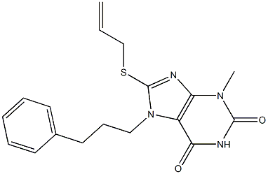 8-(allylsulfanyl)-3-methyl-7-(3-phenylpropyl)-3,7-dihydro-1H-purine-2,6-dione Structure
