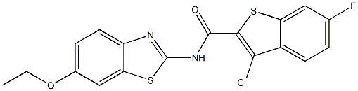 3-chloro-N-(6-ethoxy-1,3-benzothiazol-2-yl)-6-fluoro-1-benzothiophene-2-carboxamide Structure