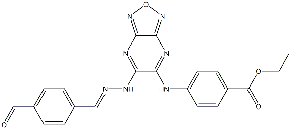 ethyl 4-({6-[2-(4-formylbenzylidene)hydrazino][1,2,5]oxadiazolo[3,4-b]pyrazin-5-yl}amino)benzoate 구조식 이미지