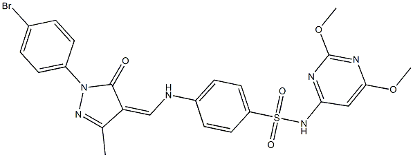 4-({[1-(4-bromophenyl)-3-methyl-5-oxo-1,5-dihydro-4H-pyrazol-4-ylidene]methyl}amino)-N-(2,6-dimethoxy-4-pyrimidinyl)benzenesulfonamide Structure