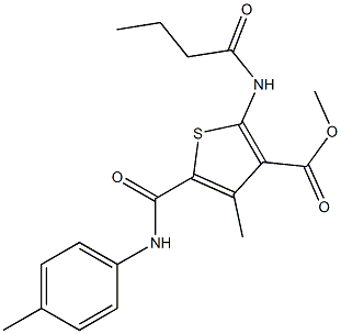 methyl 2-(butanoylamino)-4-methyl-5-{[(4-methylphenyl)amino]carbonyl}thiophene-3-carboxylate Structure