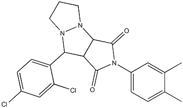 9-(2,4-dichlorophenyl)-2-(3,4-dimethylphenyl)tetrahydro-5H-pyrazolo[1,2-a]pyrrolo[3,4-c]pyrazole-1,3(2H,3aH)-dione 구조식 이미지