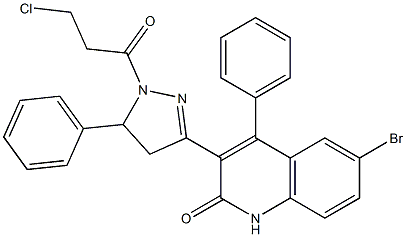 6-bromo-3-[1-(3-chloropropanoyl)-5-phenyl-4,5-dihydro-1H-pyrazol-3-yl]-4-phenyl-2(1H)-quinolinone 구조식 이미지