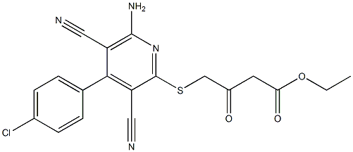 ethyl 4-{[6-amino-4-(4-chlorophenyl)-3,5-dicyano-2-pyridinyl]sulfanyl}-3-oxobutanoate Structure